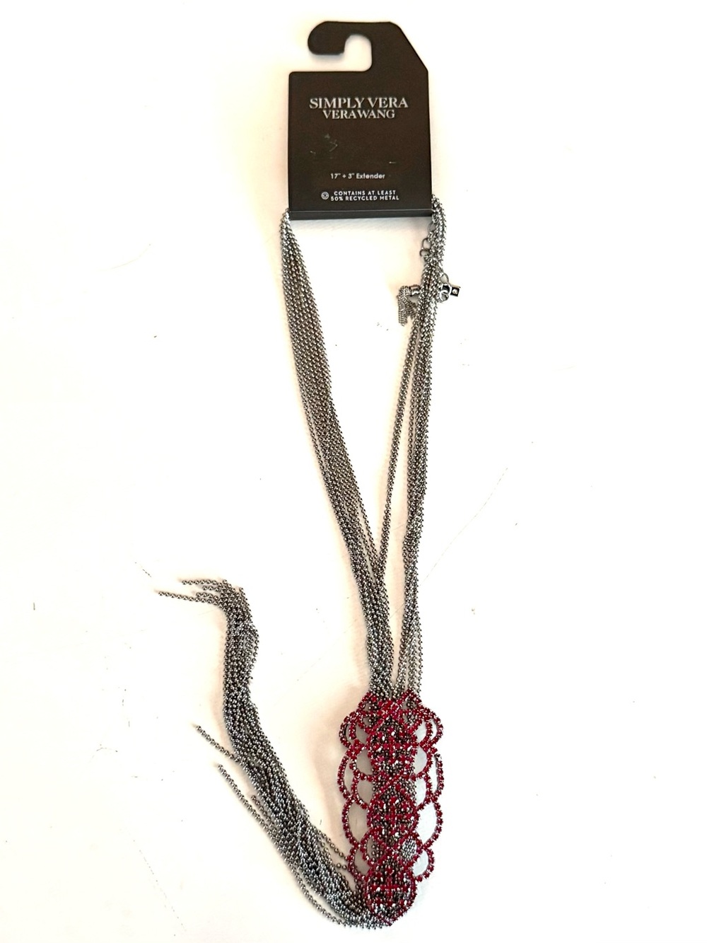 Simply Vera Vera Wang Silver Chains with Red Beaded Accent Necklace